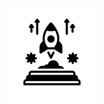 sólido icono puesta en marcha vector