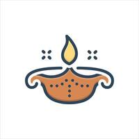 color diya icon vector