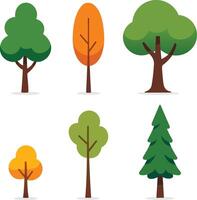 Colorful cartoon trees in different shapes vector