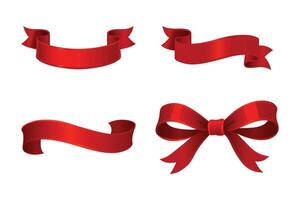 Red ribbons and bows for decoration vector