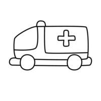 An ambulance is shown in a line drawing vector