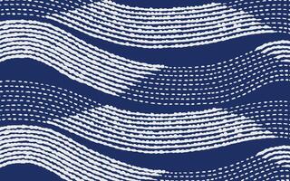 Hand drawn brush lines abstract wavy stripes pattern in white and blue, Japanese and ethnic texture hand paint dash lines, simple wave and water graphic for textile, carpet, design project vector