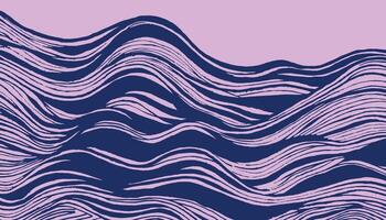 Hand drawn brush line abstract flowing wave and water pattern, Japanese and ethnic wood carving, block print imperfect texture background, calm and simple graphic for textile, carpet vector