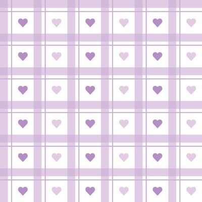 Cute Purple Plaid Pattern with Hearts for Fabric and Valentine's Design. Illustration 10 eps.