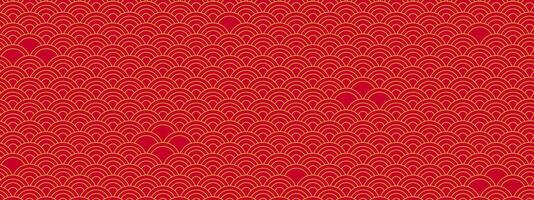 Red pattern for Japanese and Chinese seamless gold line art design with motif or bg. Ideal for abstract or traditional texture and cultural backdrop elements. vector