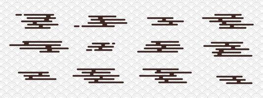 cloud elements in Japanese and Chinese styles. Used for Asian backgrounds, abstract motifs, and simple flat decorations. Perfect for paper art or contemporary culture graphics. vector