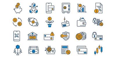 Finance icons representing digital banking concepts vector