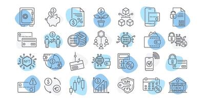 Financial technology and blockchain icons vector
