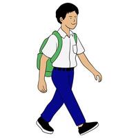 High school student Illustration. Walking to school vector