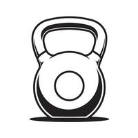 Illustrated black and white kettlebell depicting fitness and exercise equipment for workouts vector