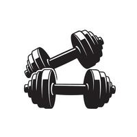 Classic black and white illustration of two dumbbells representing strength and fitness vector