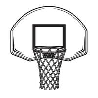 illustration of a basketball hoop and net in a simple black and white design vector