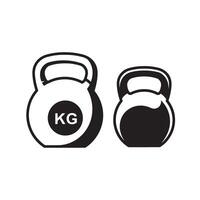 Black and white illustration of two kettlebells for fitness training and exercise vector