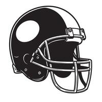 Classic american football helmet in black and white isolated on a clean white background vector