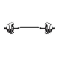Black and white illustration of a classic barbell weight lifting equipment on white background vector