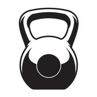 Black and white silhouetted kettlebell isolated on a white background for fitness illustrations vector