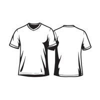 Front and back view of a simple blank white t-shirt illustration vector