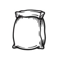 Hand drawn sketch of a burlap sack drawing illustration vector