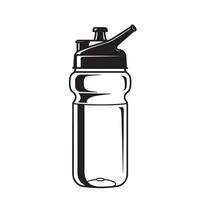 Black and white illustration of a sleek sports water bottle for active lifestyle and hydration vector