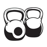 Black and white illustration of two kettlebells representing strength and fitness training vector