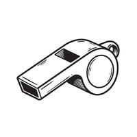 Hand drawn illustration of a classic referee whistle isolated on a white background vector
