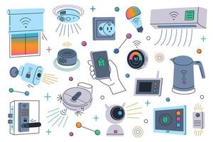 Collection of smart home technology devices vector