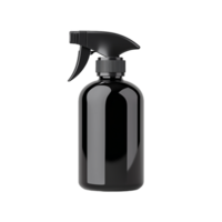Black spray bottle on transparent background for cleaning products and toiletries with sleek modern design png