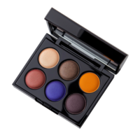 Makeup palette with six vibrant eyeshadow colors on transparent background for beauty and fashion themes png