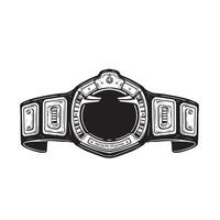 Vintage illustration of a championship belt in black and white isolated on white vector