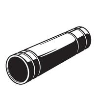 Black and white illustration of a cylindrical pipe component isolated on a white background vector