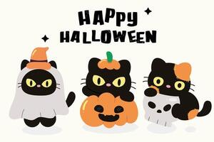 Halloween cats in costumes vector