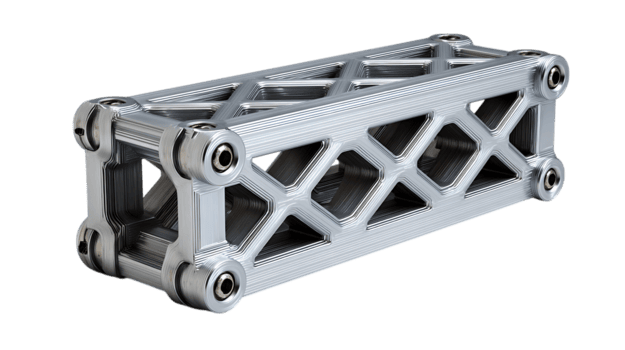 intricato argento metallo reticolo struttura con esagonale aperture e imbullonato connessioni isolato su trasparente sfondo png