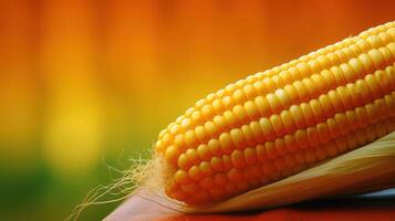 A close up of a corn on a table photo