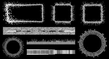 White pixel frames on black background. vector