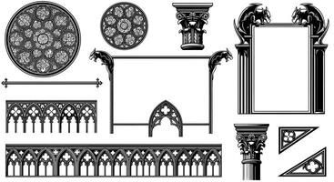 Gothic Architecture Elements Set. vector