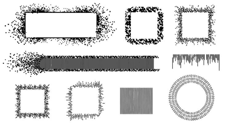 Pixel Frame Set Abstract Border Elements.