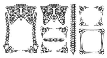 Skeleton Frame Gothic Bones Anatomy Art. vector