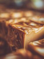 Close Up of Artisan Swirled Soap, Luxurious Texture and Color. photo