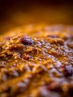 Close Up of Chili Con Carne, Rich and Savory Texture. photo