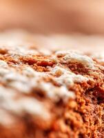 Close Up of Sweet Pastry with Creamy Topping, Delicious Dessert Texture. photo