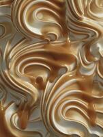 Swirled Cream and Caramel Sauce A Close Up Image of Creamy Texture. photo