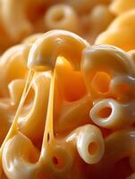 Close up of Creamy Mac and Cheese with Stringy Cheese Sauce. photo