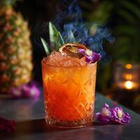 Smokescreen Cocktail A Close Up of a Refreshing Tropical Drink. photo