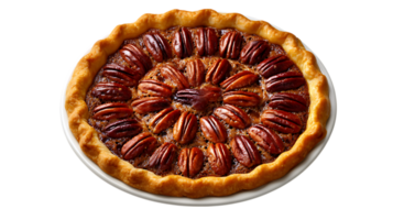 Delicious pecan pie with golden crust isolated on transparent background png