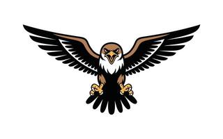 Majestic eagle with outspread wings illustration in bold cartoon style on white background vector