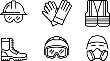illustration of safety equipment icons for construction work and occupational hazards vector