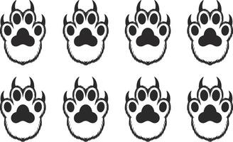 Repeating pattern of black bear paw prints on white background for design elements vector
