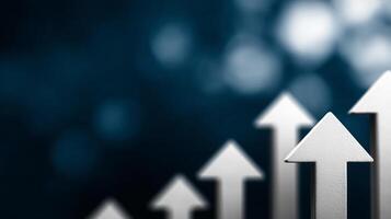 Dynamic blue arrows symbolize growth and progress in business and technology sectors, emphasizing upward trends photo
