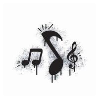 A melody icon with spray graffiti isolated on a white background. A melody icon with black spray graffiti on a white background. vector