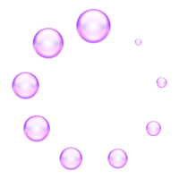 Spinning circular loading icon made of glowing purple spheres. Ideal for UI preloaders, waiting animations, or data processing visuals. png